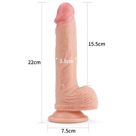 Фаллос на присоске с мошонкой Dual-layered Silicone Dildo 22 см