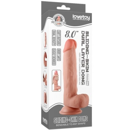 Гнущийся фаллоимитатор с эффектом двойной кожи Lovetoy Sliding-Skin Dual Layer Dong 21 см