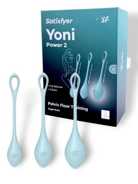 Вагинальные шарики голубые Yoni Power 2 Kegel Balls Satisfyer  (3 шт)