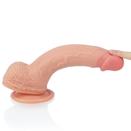Фаллос на присоске с мошонкой Dual-layered Silicone Dildo 22 см