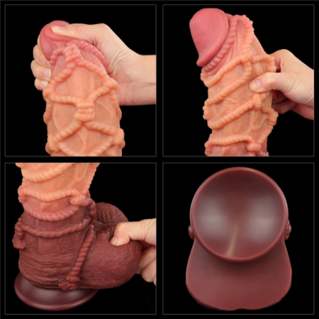 Реалистичный фаллоимитатор с необычным дизайном Cock with Rope 27 см