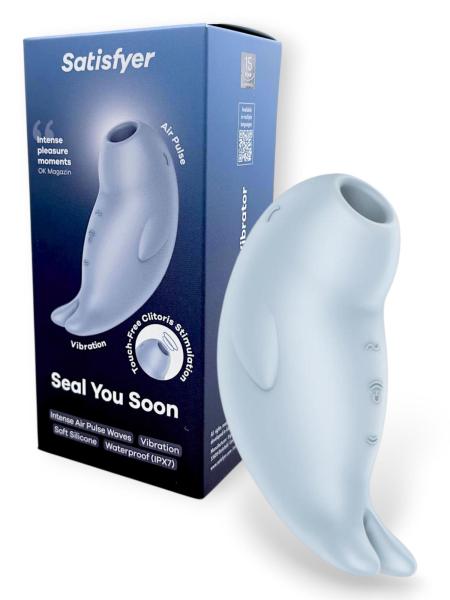 Вакуумно-волновой стимулятор клитора с вибрацией голубой Seal You Soon Satisfyer 