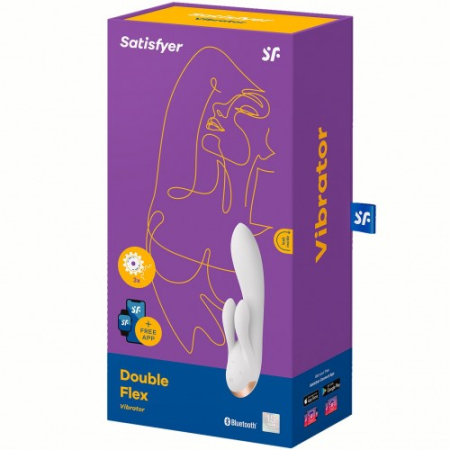 Смарт-вибратор с клиторальным стимулятором белый Double Flex Satisfyer