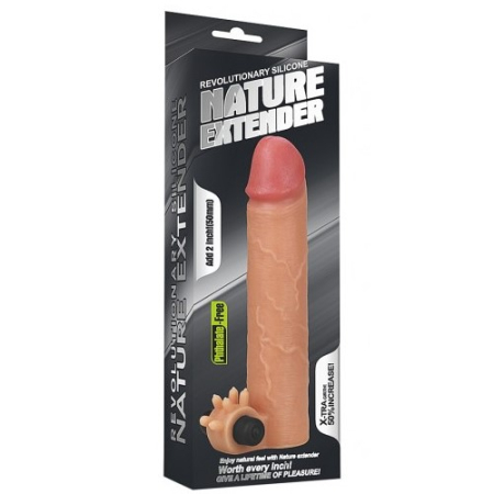 Насадка на пенис с вибрацией Revolutionary Silicone Nature Extender + 5 см