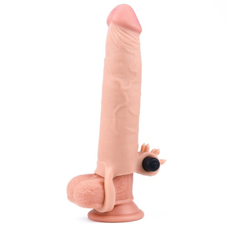 Удлиняющая насадка на пенис с вибрацией X-Tender Penis Sleeve телесная + 5 см