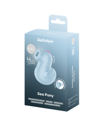Вакуумно-волновой стимулятор клитора с вибрацией голубой Sea Pony Satisfyer 