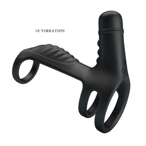 Вибронасадка на пенис с клиторальным стимулятором Pretty Love Vibrating Penis Sling