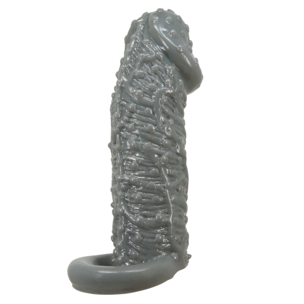 Увеличивающая насадка на пенис с рельефом серая Pretty Love Realistic Penis Sleeve Fogg