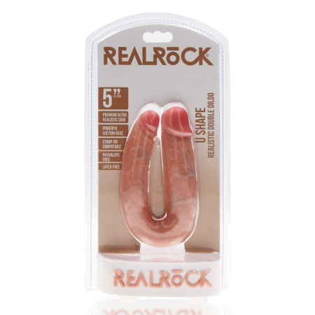 Двусторонний фаллоимитатор RealRock U Shape Realistic Double Dildo 12,7 см