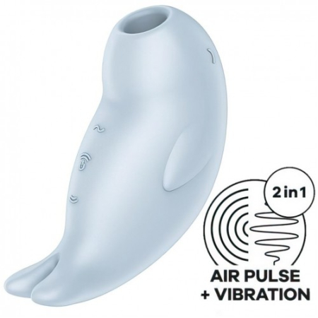 Вакуумно-волновой стимулятор клитора с вибрацией голубой Seal You Soon Satisfyer 