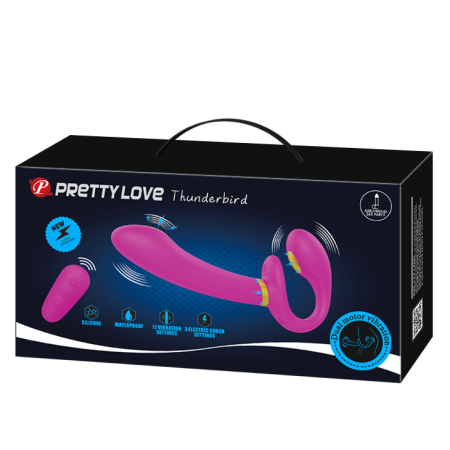 Безремневой страпон с вибрацией и пультом Pretty Love Thunderbird