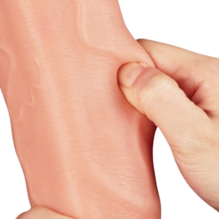 Большой фаллос на присоске с мошонкой Dual Layered Silicone Cock 30 см