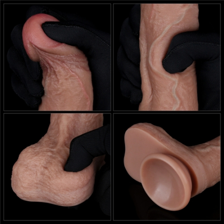 Реалистичный фаллоимитатор с мошонкой Dual Layered Silicone 21 см
