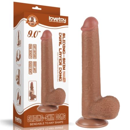 Реалистичный фаллоимитатор на присоске Sliding Skin Dual Layer Dong 22 см
