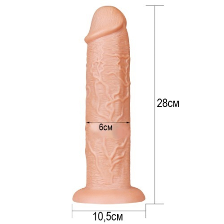Большой фаллос на присоске Lovetoy Realistic Long Dildo 28 см