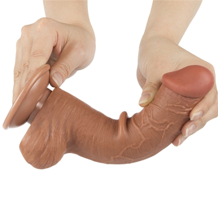Реалистичный фаллоимитатор на присоске Sliding Skin Dual Layer Dong 20,8 см