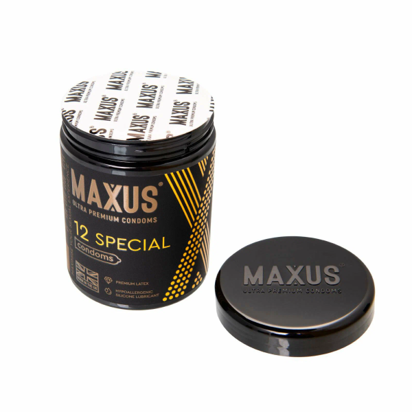 Презервативы Maxus Special точечно-ребристые в пластиковом кейсе (12 шт)