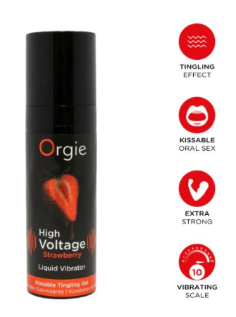 Жидкий вибратор со вкусом клубники Orgie HIGH VOLTAGE 
