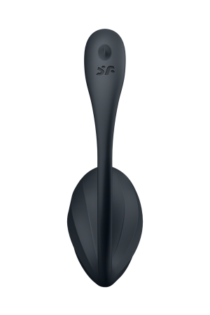 Вагинально-клиторальный смарт-стимулятор для ношения черный Ribbed Petal Satisfyer 