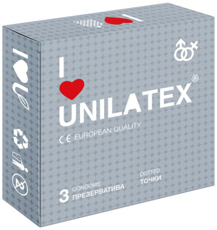 Презервативы с точечной поверхностью Unilatex Dotted (3 шт)