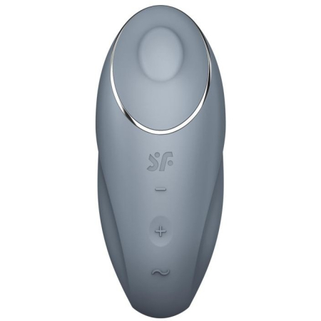 Клиторальный вибростимулятор с пульсацией серо-голубой Tap аnd Climax 1 Satisfyer
