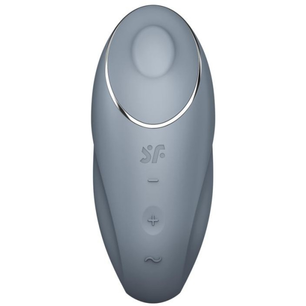 Клиторальный вибростимулятор с пульсацией серо-голубой Tap аnd Climax 1 Satisfyer