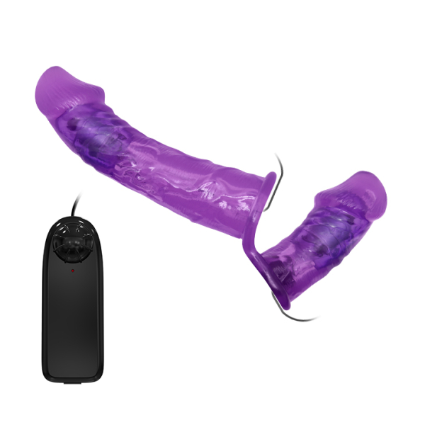Страпон с вибрацией и вагинальной втулкой Baile Ultra Passionate Harness Violet