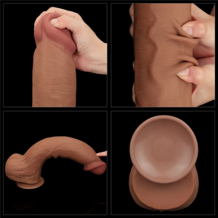 Реалистичный фаллоимитатор на присоске Sliding Skin Dual Layer Dong 36 см