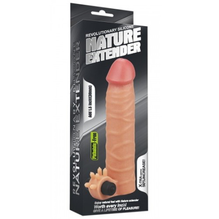 Насадка на пенис с вибрацией Revolutionary Silicone Nature Extender + 4 см
