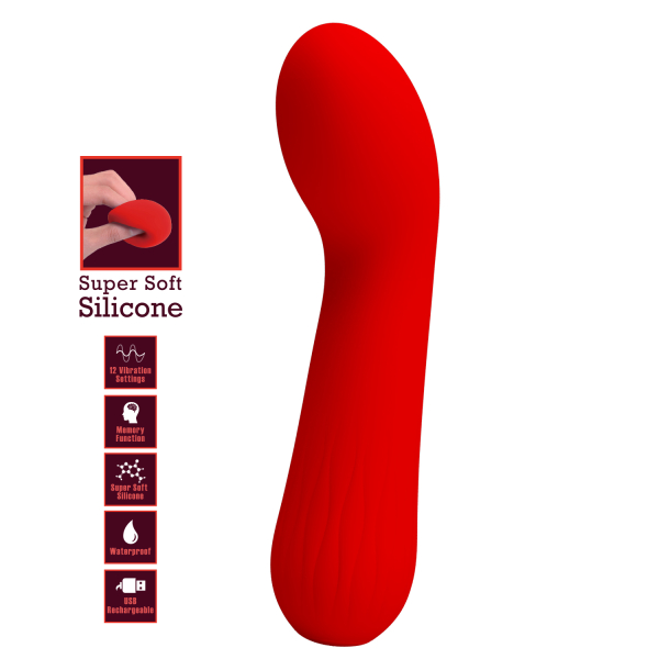 Перезаряжаемый гибкий вибратор для точки G Pretty Love Faun Super Soft Silicone красный
