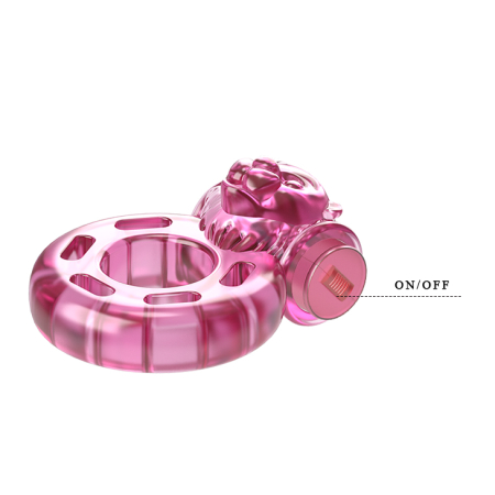 Эрекционное кольцо с вибрацией Baile Pink Bear-Head Vibrating Ring
