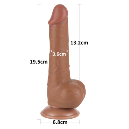 Двухслойный реалистичный фаллоимитатор с мошонкой Sliding Skin Dual Layer Dong 19 см