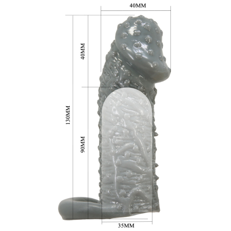 Увеличивающая насадка на пенис с рельефом серая Pretty Love Realistic Penis Sleeve Fogg