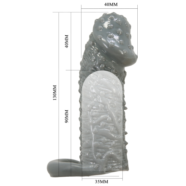 Увеличивающая насадка на пенис с рельефом серая Pretty Love Realistic Penis Sleeve Fogg