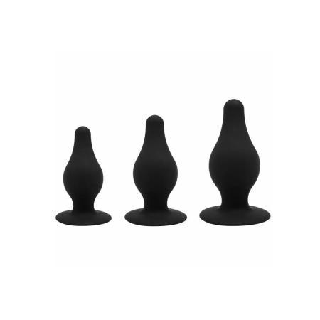 Набор из трех черных анальных втулок SILEXD Silicone Plug Kit Model 2