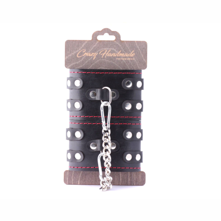 Оковы из кожи с двумя ремнями и черной подкладкой Crazy Handmade