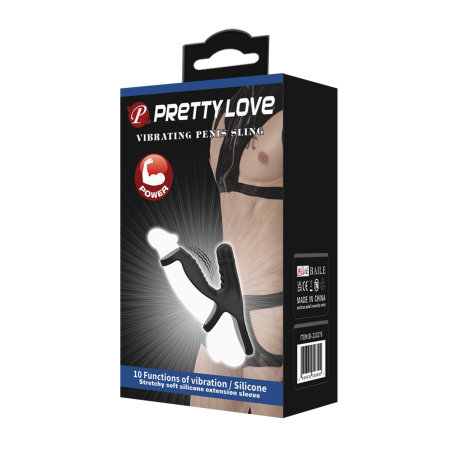 Вибронасадка на пенис с клиторальным стимулятором Pretty Love Vibrating Penis Sling