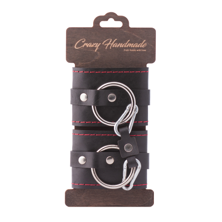 Однослойные наручники из натуральной кожи с контрастной строчкой Crazy Handmade