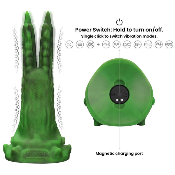 Вибратор в форме лапы с двумя когтями - Double-Claw Vibrating Silicone Dildo Savage Charm 10 режимов вибрации