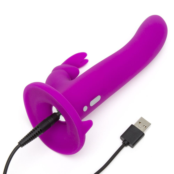 Страпон с вибрацией перезаряжаемый Happy Rabbit Strap-on Kit фиолетовый