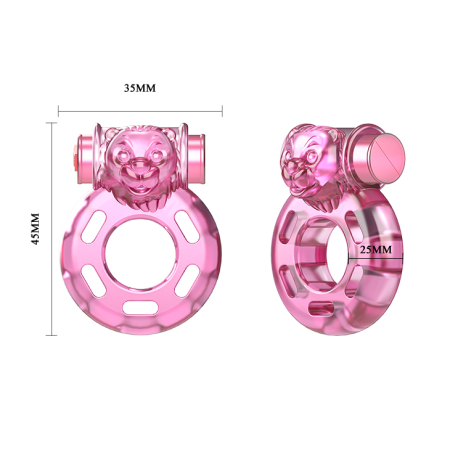 Эрекционное кольцо с вибрацией Baile Pink Bear-Head Vibrating Ring