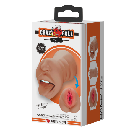 Реалистичный двусторонний мастурбатор вагина-ротик Crazy Bull Sarah