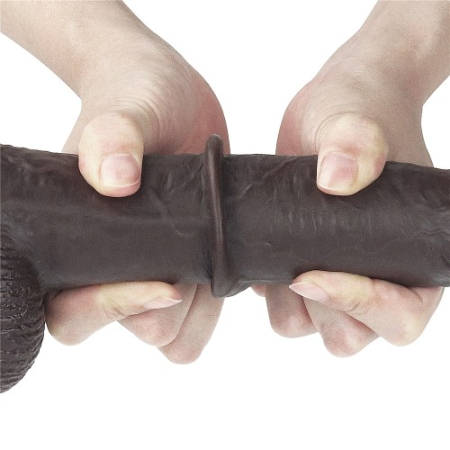 Черный фаллоимитатор на присоске Lovetoy Sliding-Skin Dual Layer Dong 23 см
