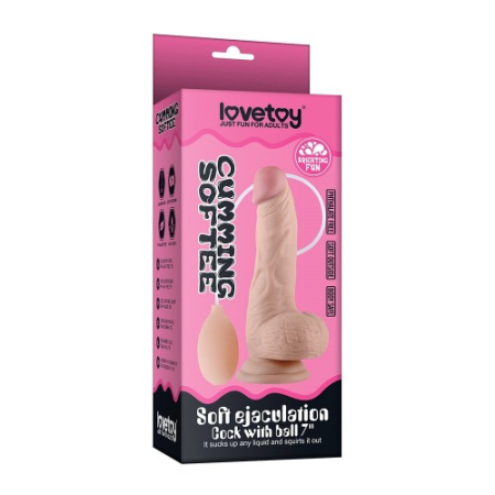 Фаллос с мошонкой Soft Ejaculation Cock с имитацией семяизвержения 24 см