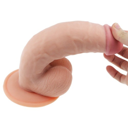Изогнутый реалистичный фаллос на присоске The Ultra Soft Dude 20 см