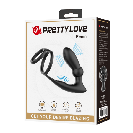 Вибромассажер простаты с эрекционным кольцом Pretty Love Emoni