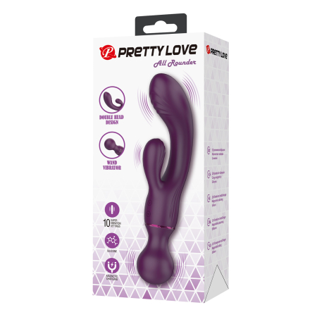 Вибратор-кролик с вибромассажером Pretty Love All Rounder