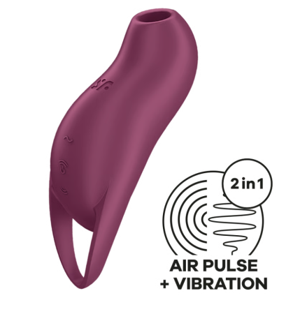 Вакуумно-волновой стимулятор клитора с вибрацией бордовый Pocket Pro 1 Satisfyer 