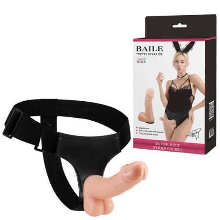 Реалистичный страпон с мошонкой на трусиках Baile Yvette Strap On 