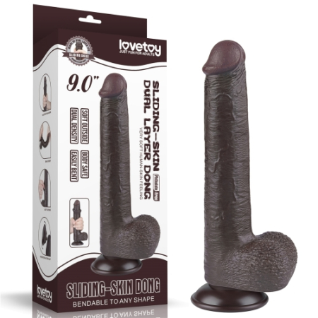 Реалистичный фаллоимитатор на присоске Sliding Skin Dual Layer Dong 22 см